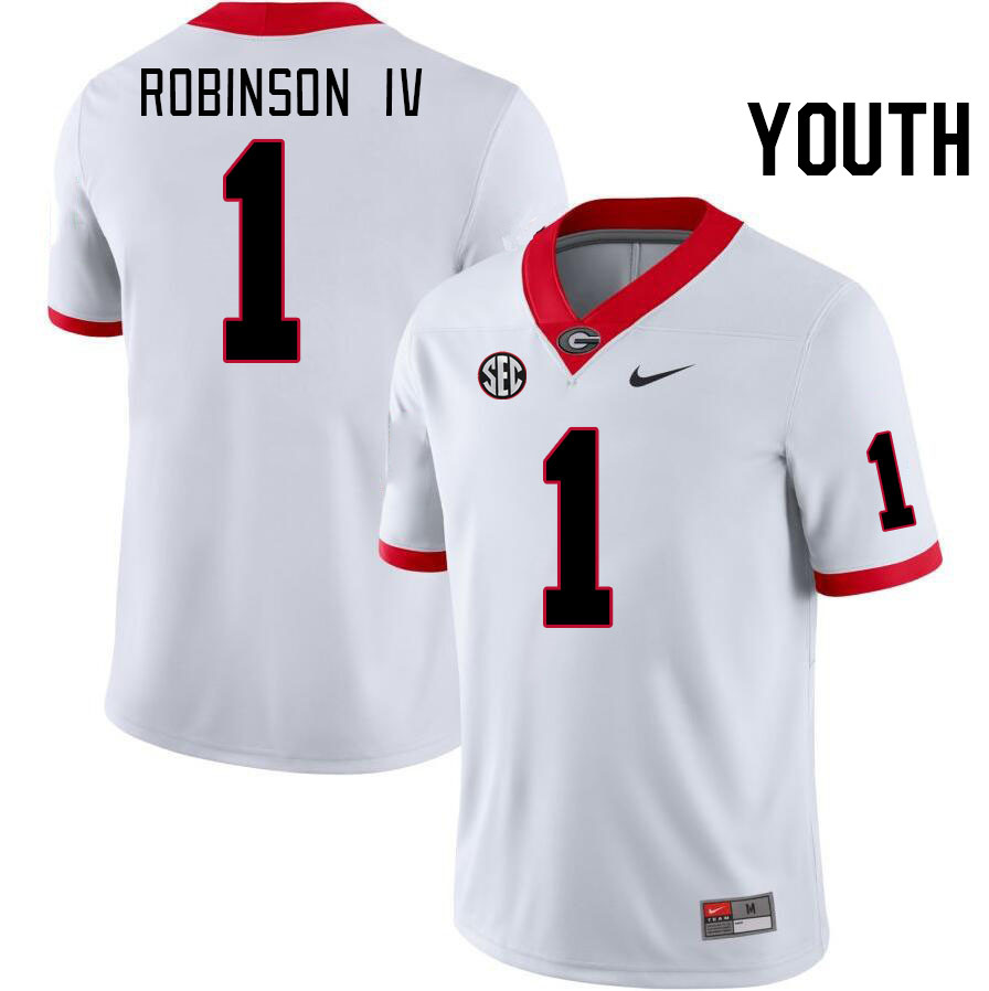 Youth #1 Ellis Robinson IV Georgia Bulldogs College Football Jerseys Stitched-White